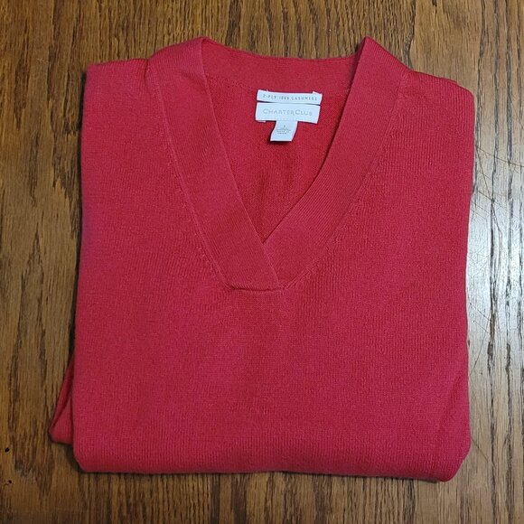 Charter Club 100%  cashmere women's sweater in coral red, size L - Picture 8 of 8